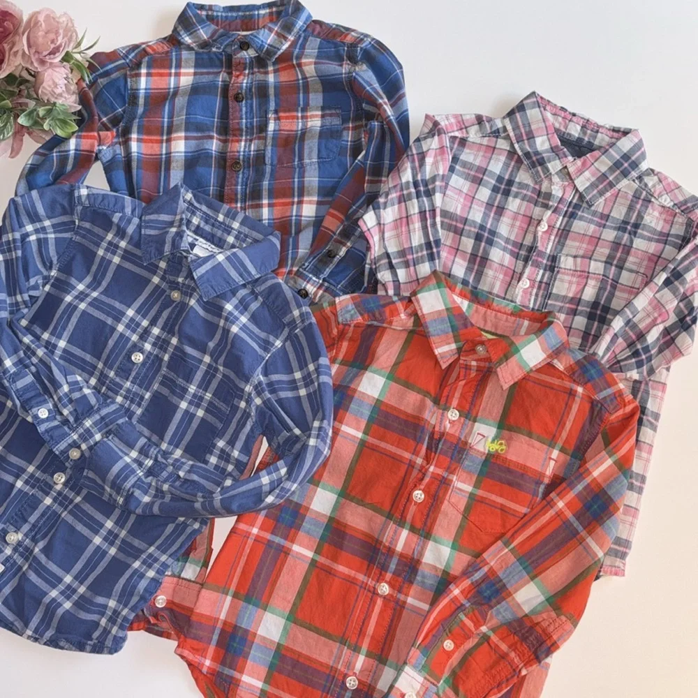 Carter’s Boys Long Sleeve Plaid Oxford Shirt 4T Boys Spring Dress Shirt